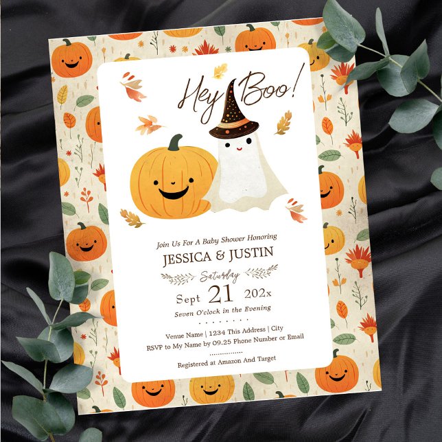 Hey Boo Baby Shower Invitations Paper Sheet (Creator Uploaded)