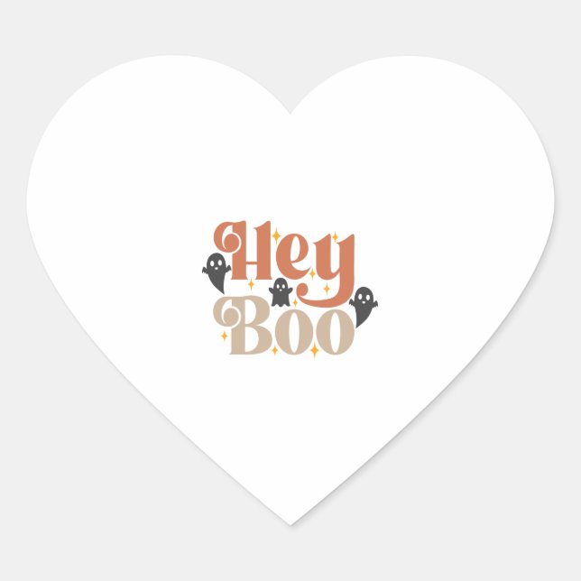 Hey Boo Boho Halloween Hey Boo Ghost Heart Sticker (Front)