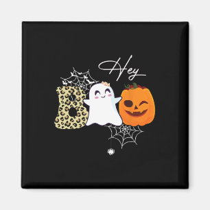 Hey Boo Cute Ghost Pumpkin Face Halloween Magnet