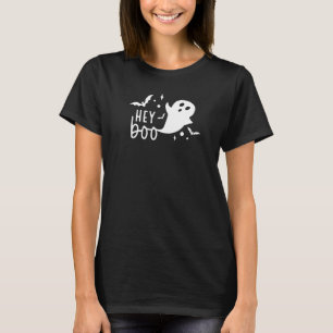 Hey Boo Cute Ghost Spooky Season Pumkin Boo Crew H T-Shirt