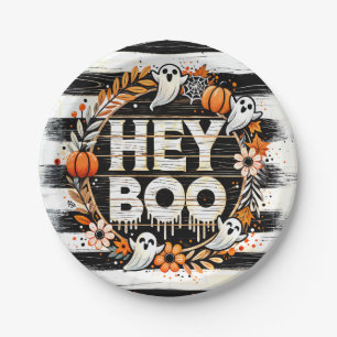 Hey Boo Cute Ghost Themed Halloween Party Favour Paper Plate
