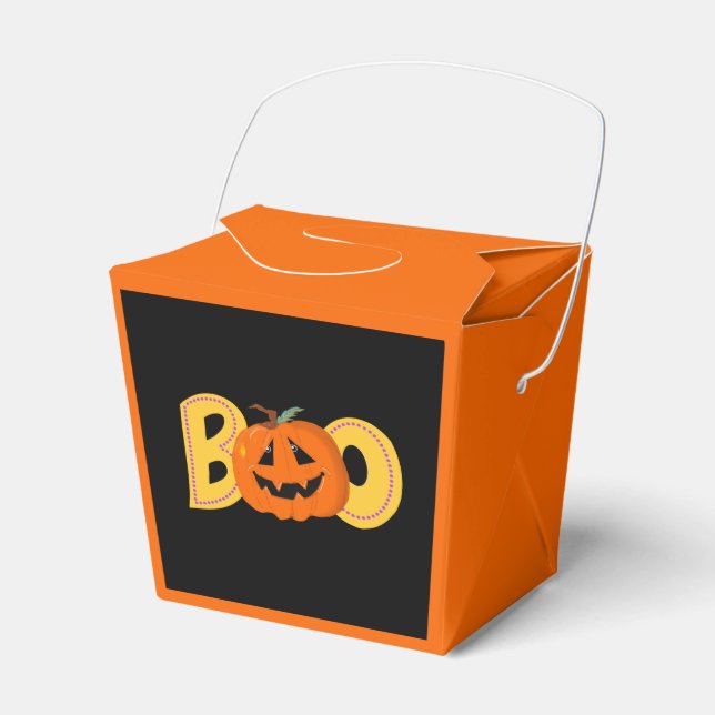 Hey Boo Cute Pumpkin Typography Drawing Art Favour Box (Front Side)