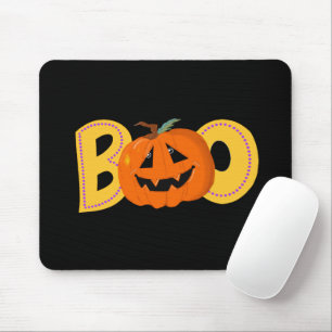 Hey Boo Cute Pumpkin Typography Drawing Art Mouse Pad
