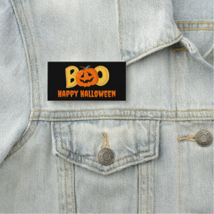 Hey Boo Cute Pumpkin Typography Drawing Art Name Tag