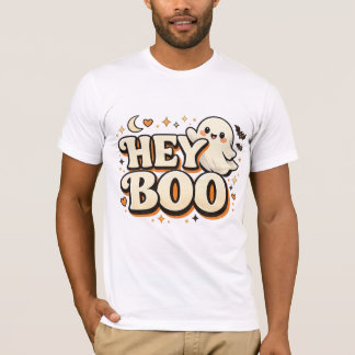 HEY BOO Cute Retro Ghost Halloween Fun T-Shirt