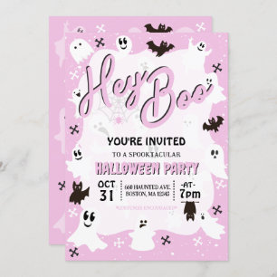 Hey Boo Cute Spooky Ghost Halloween Party Invitation