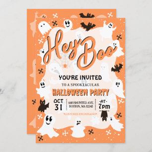 Hey Boo Cute Spooky Ghost Halloween Party Invitation