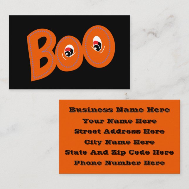 Hey Boo Did I Scare You Too Typography Drawing Art Business Card (Front/Back)
