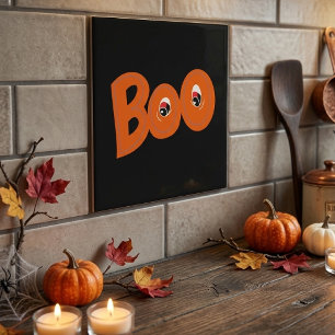 Hey Boo Did I Scare You Too Typography Drawing Art Ceramic Tile