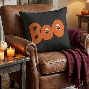 Hey Boo Did I Scare You Too Typography Drawing Art Cushion
