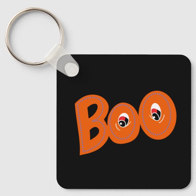 Hey Boo Did I Scare You Too Typography Drawing Art Key Ring (Front)