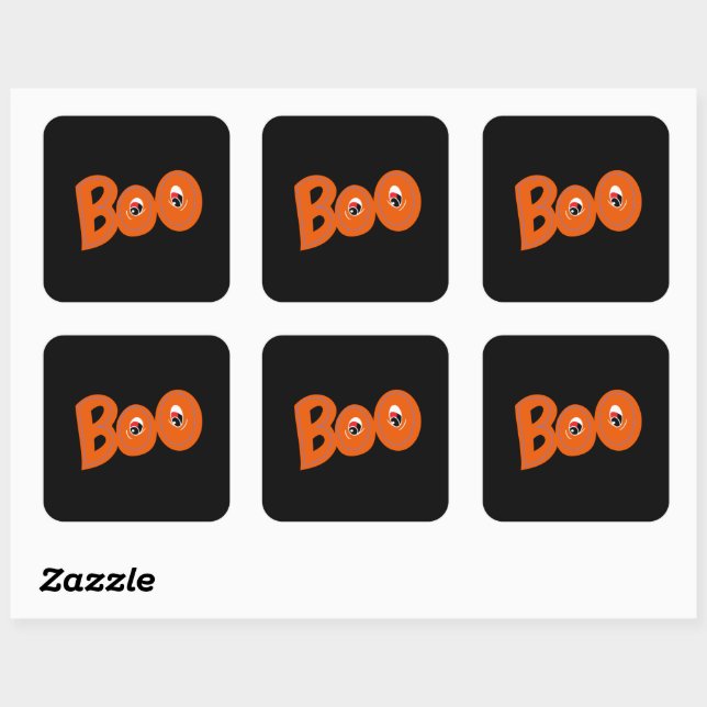 Hey Boo Did I Scare You Too Typography Drawing Art Square Sticker (Sheet)