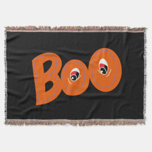 Hey Boo Did I Scare You Too Typography Drawing Art Throw Blanket
