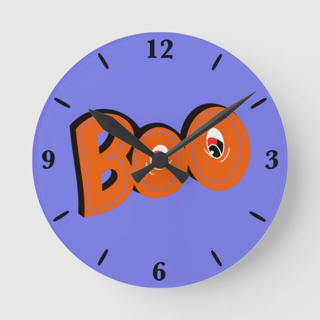 Hey Boo Did I Scare You Typography Drawing Art Round Clock (Front)