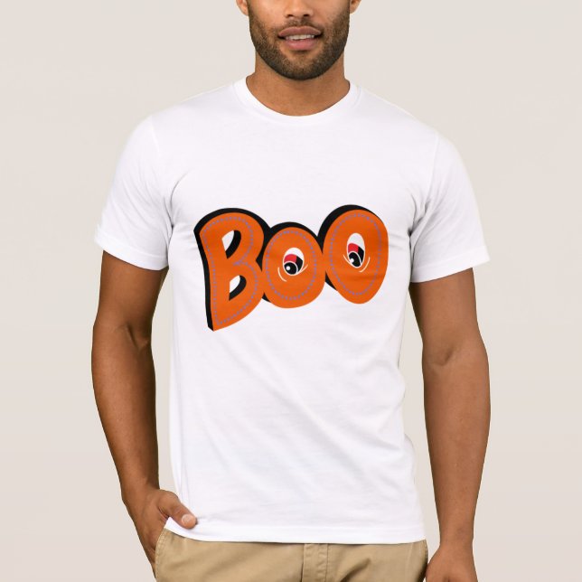 Hey Boo Did I Scare You Typography Drawing Art T-Shirt (Front)