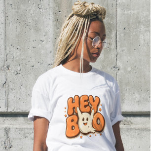 Hey Boo Funny Halloween Ghost Women’s T-Shirt  Tri-Blend Shirt