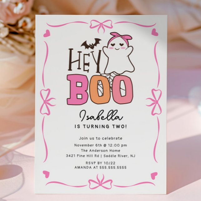 Hey Boo Ghost Birthday Party Invitation (Creator Uploaded)