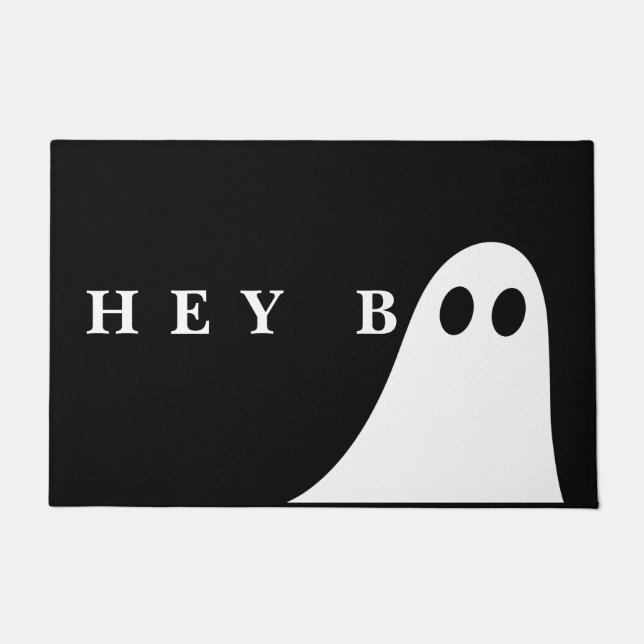 Hey Boo Ghost Halloween Door Mat (Front)