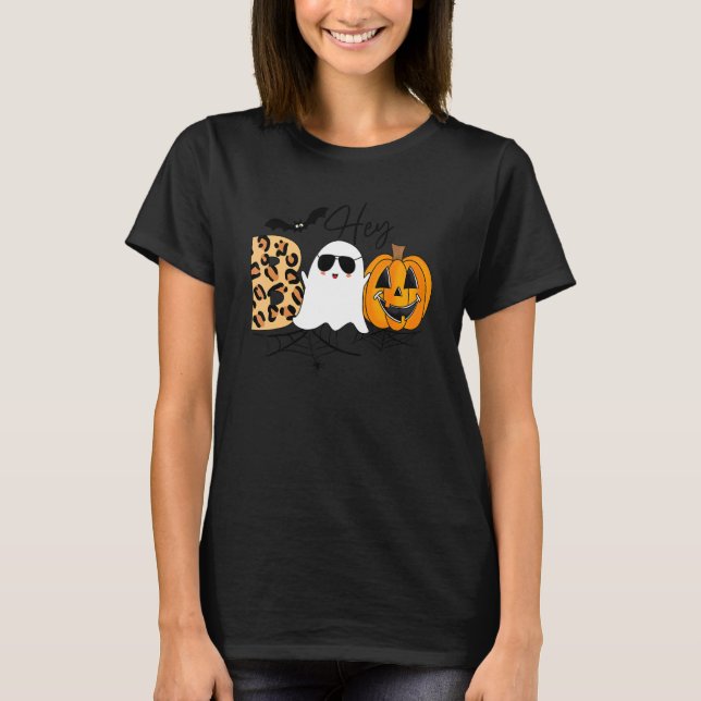 Hey Boo Ghost Jack O' Lantern Boys Kids Halloween  T-Shirt (Front)