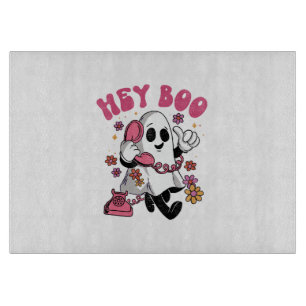 Hey Boo - Groovy Ghost Halloween Cutting Board