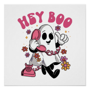 Hey Boo - Groovy Ghost Halloween Poster