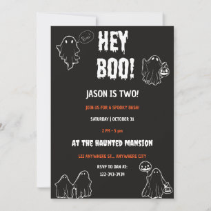 Hey Boo Halloween Birthday Party Invitation