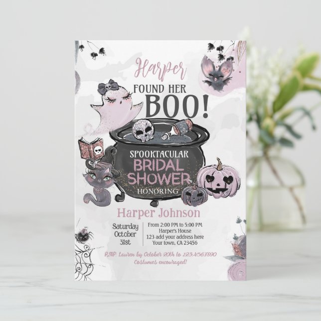 Hey Boo Halloween Bridal Shower Invitation (Standing Front)