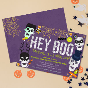 Hey Boo Halloween Costume Birthday Invite
