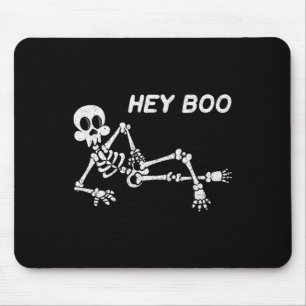 Hey Boo Halloween Shirt Cute Skeleton Funny Hallow Mouse Pad
