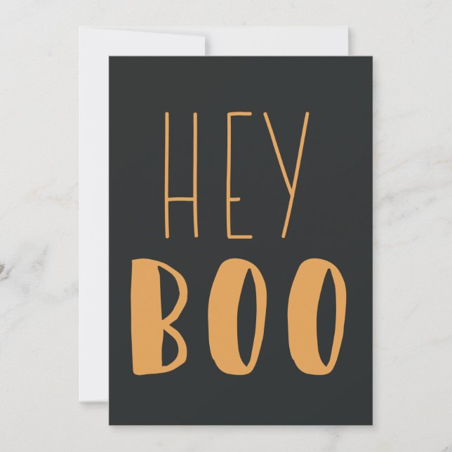 "Hey Boo" Halloween Typography modern Custom Holiday Card (Front)