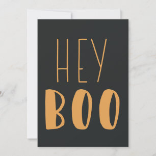 "Hey Boo" Halloween Typography modern Custom Holiday Card
