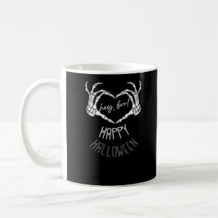 Hey, Boo! Happy Halloween Skeleton Hand Heart Clas Coffee Mug