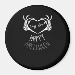 Hey, Boo! Happy Halloween Skeleton Hand Heart Clas Magnet