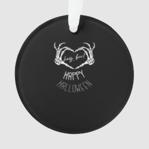 Hey, Boo! Happy Halloween Skeleton Hand Heart Clas Ornament