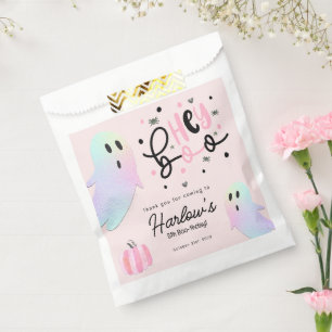 Hey Boo iridescent Ghost Pink Halloween Party Favour Bag