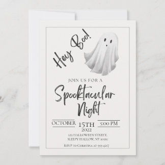 Hey Boo! Minimalist Halloween Party Invitation