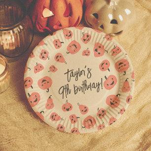 Hey Boo Modern Halloween Boho Girl Birthday Party Paper Plate