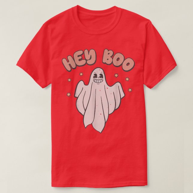 Hey Boo Retro Cute Ghost Halloween Fall Season Pas T-Shirt (Design Front)
