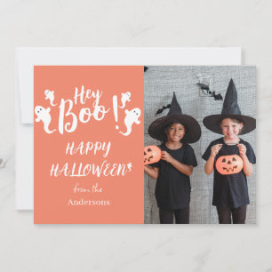 Hey Boo! Spooky Halloween Family Photo Holiday Card