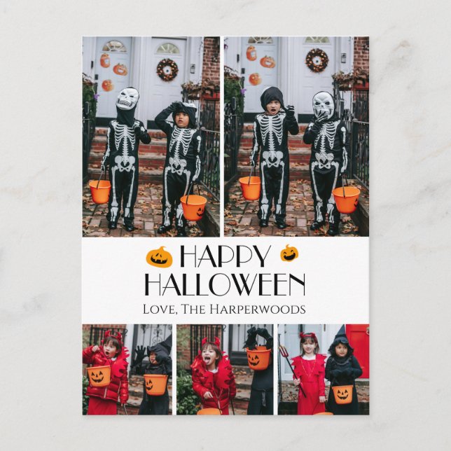 Hey Boo! Spooky Halloween Family Photo Holiday Postcard (Front)