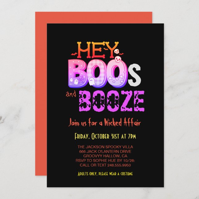 Hey Boo Spooky Halloween  Invitation (Front/Back)