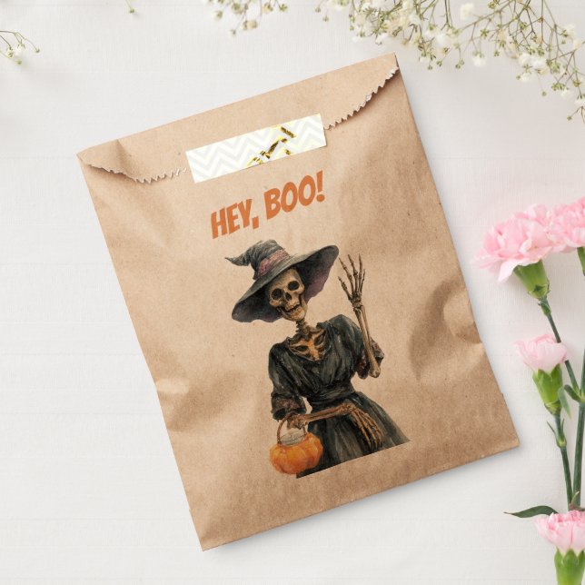Hey, Boo! | Spooky Skeleton Witch Candy Favour Bag (Sealed)