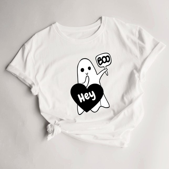 Hey Boo Women's Cute Ghost Halloween T-Shirt (Creator Uploaded)