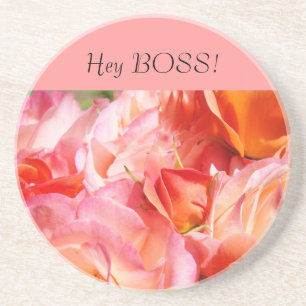 Hey BOSS! coasters sandstone Pink Roses