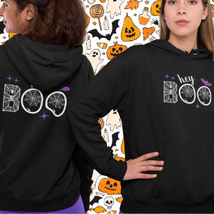 Hey & Bye Boo Halloween Bat and Web  Hoodie