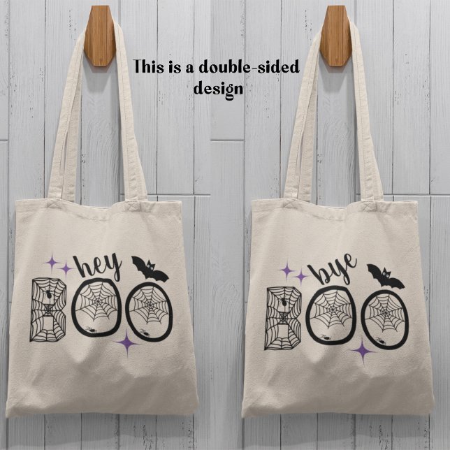 Hey & Bye Boo Halloween Bat and Web  Tote Bag (This item is for display purposes only to illustrate the design element.)