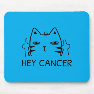 Hey Cancer F Funny Cat Middle Finger Mouse Pad