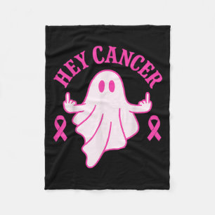 Hey Cancer Ghost Halloween Funny Breast Cancer Awa Fleece Blanket