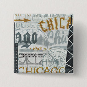 Hey Chicago Vintage 15 Cm Square Badge