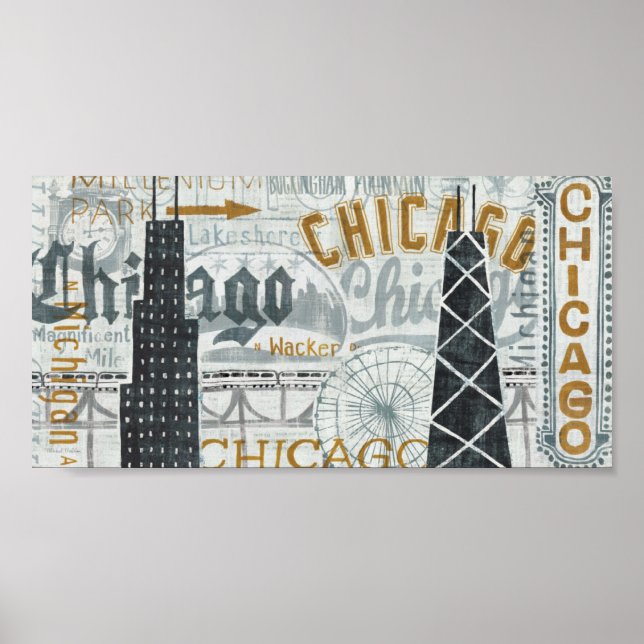 Hey Chicago Vintage Poster (Front)